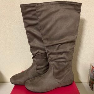 Suede almost to the knee boots